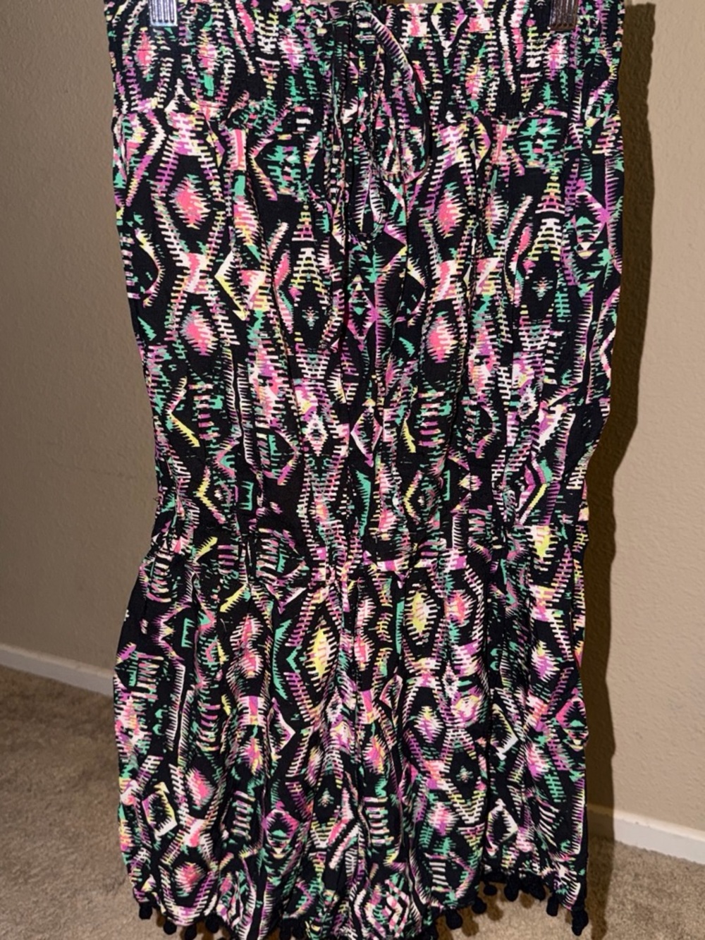 Women's Black Geometric Pattern Romper
